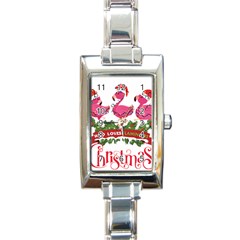 Flamingo T- Shirt Just A Girl Who Loves Flamingos And Christmas T- Shirt (1) Rectangle Italian Charm Watch by ZUXUMI