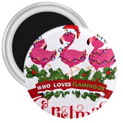 Flamingo T- Shirt Just A Girl Who Loves Flamingos And Christmas T- Shirt (1) 3  Magnets by ZUXUMI