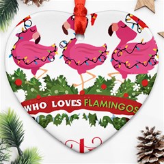 Flamingo T- Shirt Just A Girl Who Loves Flamingos And Christmas T- Shirt (1) Ornament (heart) by ZUXUMI