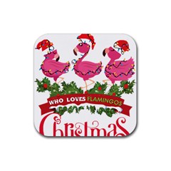 Flamingo T- Shirt Just A Girl Who Loves Flamingos And Christmas T- Shirt (1) Rubber Coaster (square) by ZUXUMI