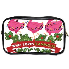 Flamingo T- Shirt Just A Girl Who Loves Flamingos And Christmas T- Shirt (1) Toiletries Bag (two Sides) by ZUXUMI