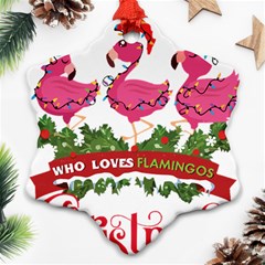 Flamingo T- Shirt Just A Girl Who Loves Flamingos And Christmas T- Shirt (1) Snowflake Ornament (two Sides) by ZUXUMI