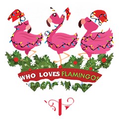 Flamingo T- Shirt Just A Girl Who Loves Flamingos And Christmas T- Shirt (1) Wooden Puzzle Heart by ZUXUMI