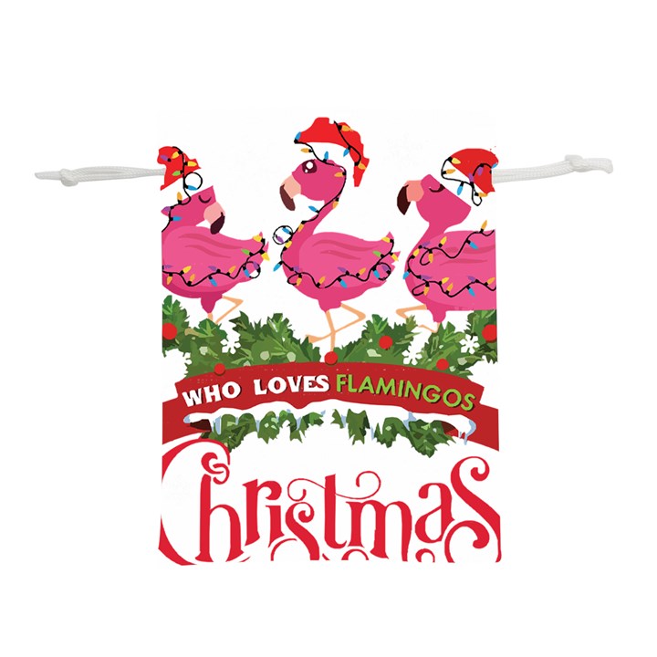 Flamingo T- Shirt Just A Girl Who Loves Flamingos And Christmas T- Shirt (1) Lightweight Drawstring Pouch (L)