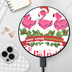 Flamingo T- Shirt Just A Girl Who Loves Flamingos And Christmas T- Shirt (1) Wireless Fast Charger(black) by ZUXUMI