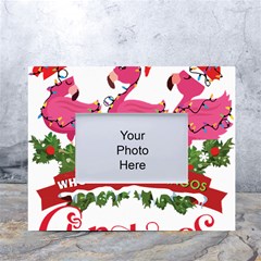 Flamingo T- Shirt Just A Girl Who Loves Flamingos And Christmas T- Shirt (1) White Tabletop Photo Frame 4 x6  by ZUXUMI