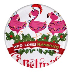 Flamingo T- Shirt Just A Girl Who Loves Flamingos And Christmas T- Shirt (1) Round Glass Fridge Magnet (4 Pack) by ZUXUMI