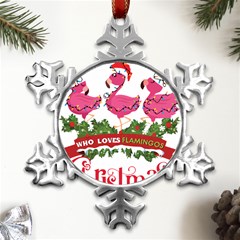 Flamingo T- Shirt Just A Girl Who Loves Flamingos And Christmas T- Shirt (1) Metal Small Snowflake Ornament