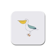 Pelican T-shirtwhite Look Calm Pelican 17 T-shirt (1) Rubber Square Coaster (4 Pack) by EnriqueJohnson