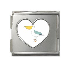 Pelican T-shirtwhite Look Calm Pelican 17 T-shirt (1) Mega Link Heart Italian Charm (18mm) by EnriqueJohnson