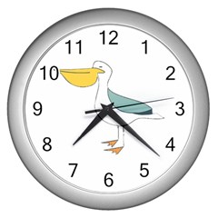 Pelican T-shirtwhite Look Calm Pelican 17 T-shirt (1) Wall Clock (silver) by EnriqueJohnson