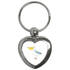 Pelican T-shirtwhite Look Calm Pelican 17 T-shirt (1) Key Chain (heart) by EnriqueJohnson