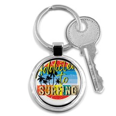 Bright Colorfull Addicted To Surfing T- Shirt Bright Colorfull Addicted To Surfing T- Shirt T- Shirt Key Chain (round) by JamesGoode