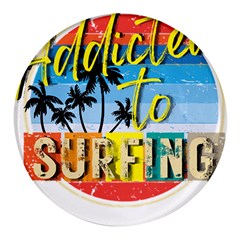 Bright Colorfull Addicted To Surfing T- Shirt Bright Colorfull Addicted To Surfing T- Shirt T- Shirt Round Glass Fridge Magnet (4 Pack)