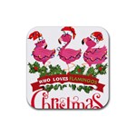 Flamingo T- Shirt Just A Girl Who Loves Flamingos And Christmas T- Shirt Rubber Coaster (Square) Front