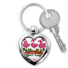 Flamingo T- Shirt Just A Girl Who Loves Flamingos And Christmas T- Shirt Key Chain (heart) by ZUXUMI