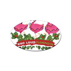 Flamingo T- Shirt Just A Girl Who Loves Flamingos And Christmas T- Shirt Sticker Oval (10 Pack) by ZUXUMI