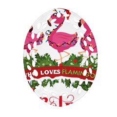 Flamingo T- Shirt Just A Girl Who Loves Flamingos And Christmas T- Shirt Oval Filigree Ornament (two Sides)