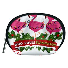 Flamingo T- Shirt Just A Girl Who Loves Flamingos And Christmas T- Shirt Accessory Pouch (medium) by ZUXUMI