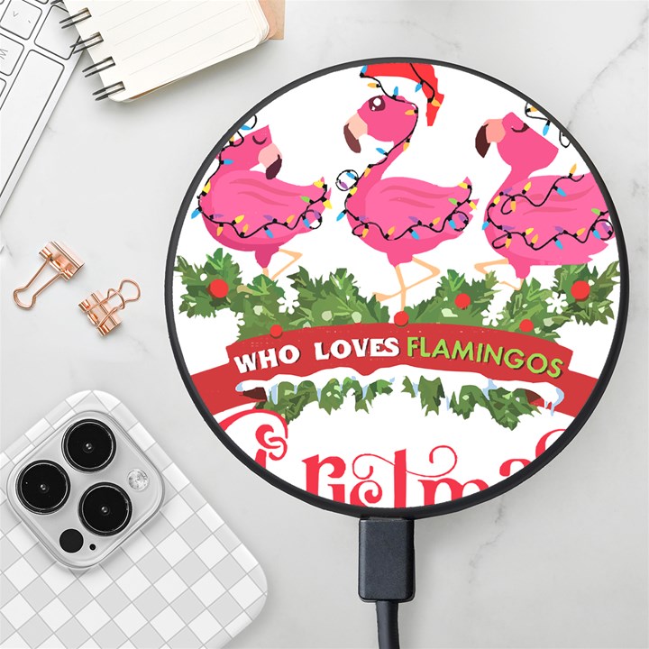 Flamingo T- Shirt Just A Girl Who Loves Flamingos And Christmas T- Shirt Wireless Fast Charger(Black)