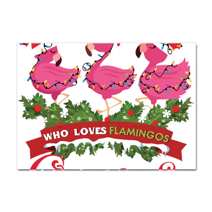 Flamingo T- Shirt Just A Girl Who Loves Flamingos And Christmas T- Shirt Crystal Sticker (A4)