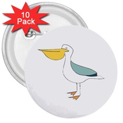 Pelican T-shirtwhite Look Calm Pelican 17 T-shirt 3  Buttons (10 Pack)  by EnriqueJohnson