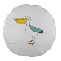 Pelican T-shirtwhite Look Calm Pelican 17 T-shirt Large 18  Premium Round Cushions by EnriqueJohnson