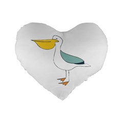 Pelican T-shirtwhite Look Calm Pelican 17 T-shirt Standard 16  Premium Heart Shape Cushions by EnriqueJohnson