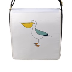 Pelican T-shirtwhite Look Calm Pelican 17 T-shirt Flap Closure Messenger Bag (l) by EnriqueJohnson