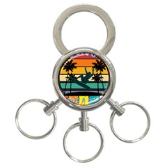 Bright Surfing Design Board Meeting T- Shirt Board Meeting Surfing Bright T Shirt Design T- Shirt 3-ring Key Chain by JamesGoode