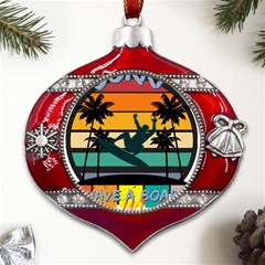 Bright Surfing Design Board Meeting T- Shirt Board Meeting Surfing Bright T Shirt Design T- Shirt Metal Snowflake And Bell Red Ornament by JamesGoode