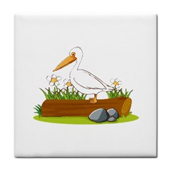 Pelican T-shirtwhite Look Calm Pelican 34 T-shirt (1) Tile Coaster by EnriqueJohnson