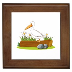 Pelican T-shirtwhite Look Calm Pelican 34 T-shirt (1) Framed Tile by EnriqueJohnson