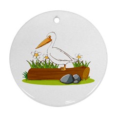 Pelican T-shirtwhite Look Calm Pelican 34 T-shirt (1) Ornament (round) by EnriqueJohnson