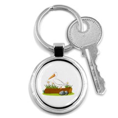 Pelican T-shirtwhite Look Calm Pelican 34 T-shirt (1) Key Chain (round) by EnriqueJohnson