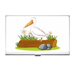 Pelican T-shirtwhite Look Calm Pelican 34 T-shirt (1) Business Card Holder by EnriqueJohnson