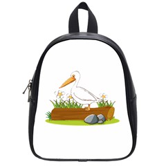 Pelican T-shirtwhite Look Calm Pelican 34 T-shirt (1) School Bag (small) by EnriqueJohnson