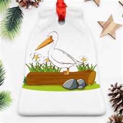 Pelican T-shirtwhite Look Calm Pelican 34 T-shirt (1) Bell Ornament (two Sides) by EnriqueJohnson