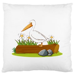 Pelican T-shirtwhite Look Calm Pelican 34 T-shirt (1) Large Premium Plush Fleece Cushion Case (one Side) by EnriqueJohnson