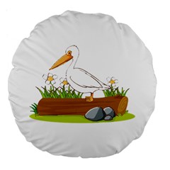 Pelican T-shirtwhite Look Calm Pelican 34 T-shirt (1) Large 18  Premium Flano Round Cushions by EnriqueJohnson