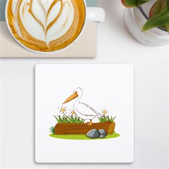 Pelican T-shirtwhite Look Calm Pelican 34 T-shirt (1) Uv Print Square Tile Coaster  by EnriqueJohnson