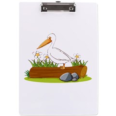 Pelican T-shirtwhite Look Calm Pelican 34 T-shirt (1) A4 Acrylic Clipboard by EnriqueJohnson