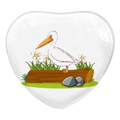 Pelican T-shirtwhite Look Calm Pelican 34 T-shirt (1) Heart Glass Fridge Magnet (4 Pack) by EnriqueJohnson