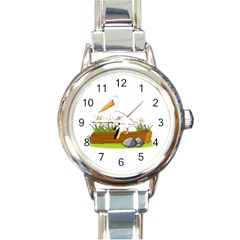 Pelican T-shirtwhite Look Calm Pelican 34 T-shirt Round Italian Charm Watch by EnriqueJohnson