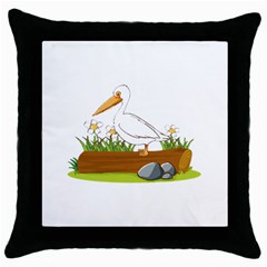 Pelican T-shirtwhite Look Calm Pelican 34 T-shirt Throw Pillow Case (black) by EnriqueJohnson