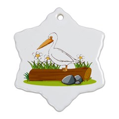 Pelican T-shirtwhite Look Calm Pelican 34 T-shirt Ornament (snowflake) by EnriqueJohnson