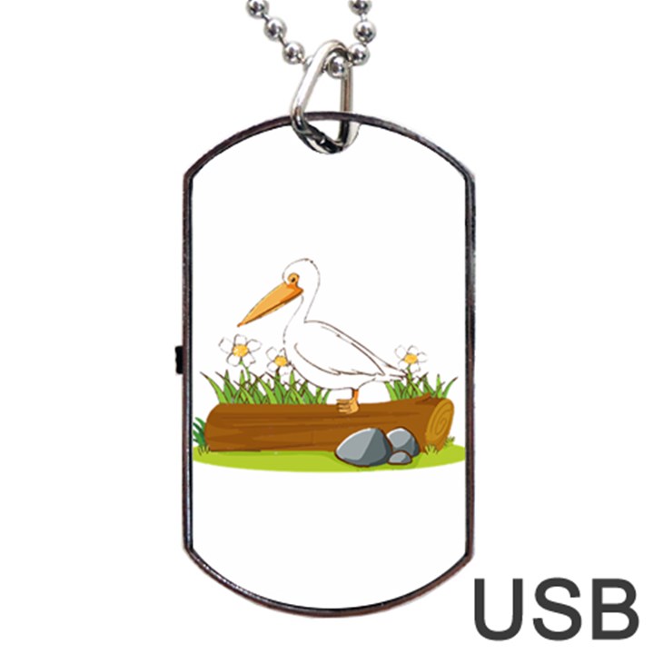 Pelican T-shirtwhite Look Calm Pelican 34 T-shirt Dog Tag USB Flash (One Side)