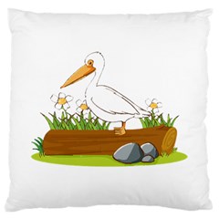 Pelican T-shirtwhite Look Calm Pelican 34 T-shirt Large Cushion Case (two Sides) by EnriqueJohnson