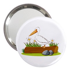 Pelican T-shirtwhite Look Calm Pelican 34 T-shirt 3  Handbag Mirrors by EnriqueJohnson