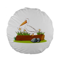 Pelican T-shirtwhite Look Calm Pelican 34 T-shirt Standard 15  Premium Flano Round Cushions by EnriqueJohnson